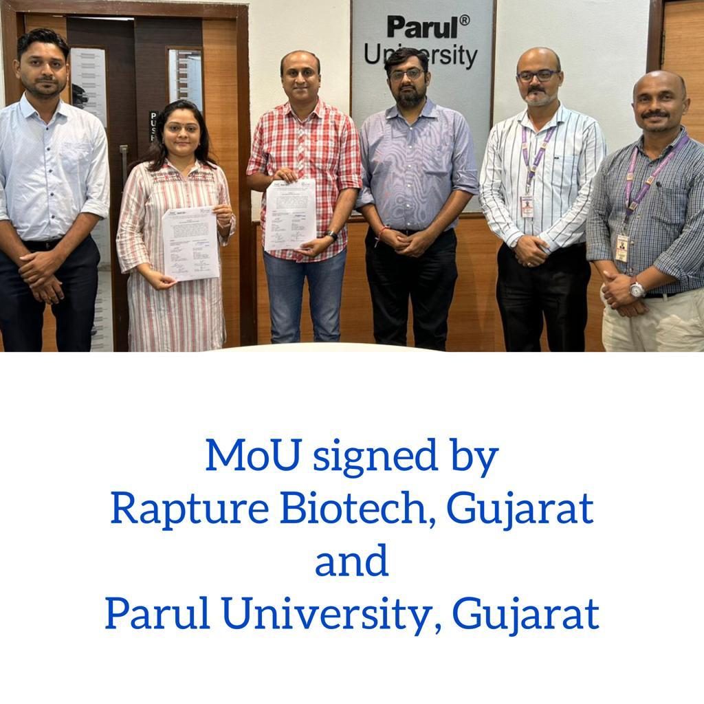 MoU Signed Between Rapture Biotech, Gujarat and Parul University, Gujarat